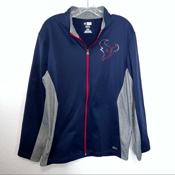 Houston Texans Jacket Men Medium Sweater NFL Blue Gray Red Zip Up Fleece B5 - Picture 1 of 8